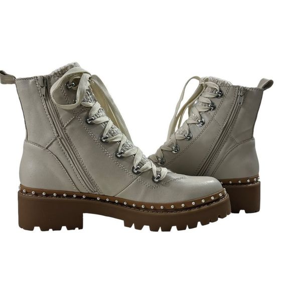 NWT Steve Madden Rainier Bone Multi Leather Lace-Up Platform Ankle Boots… - Picture 6 of 10